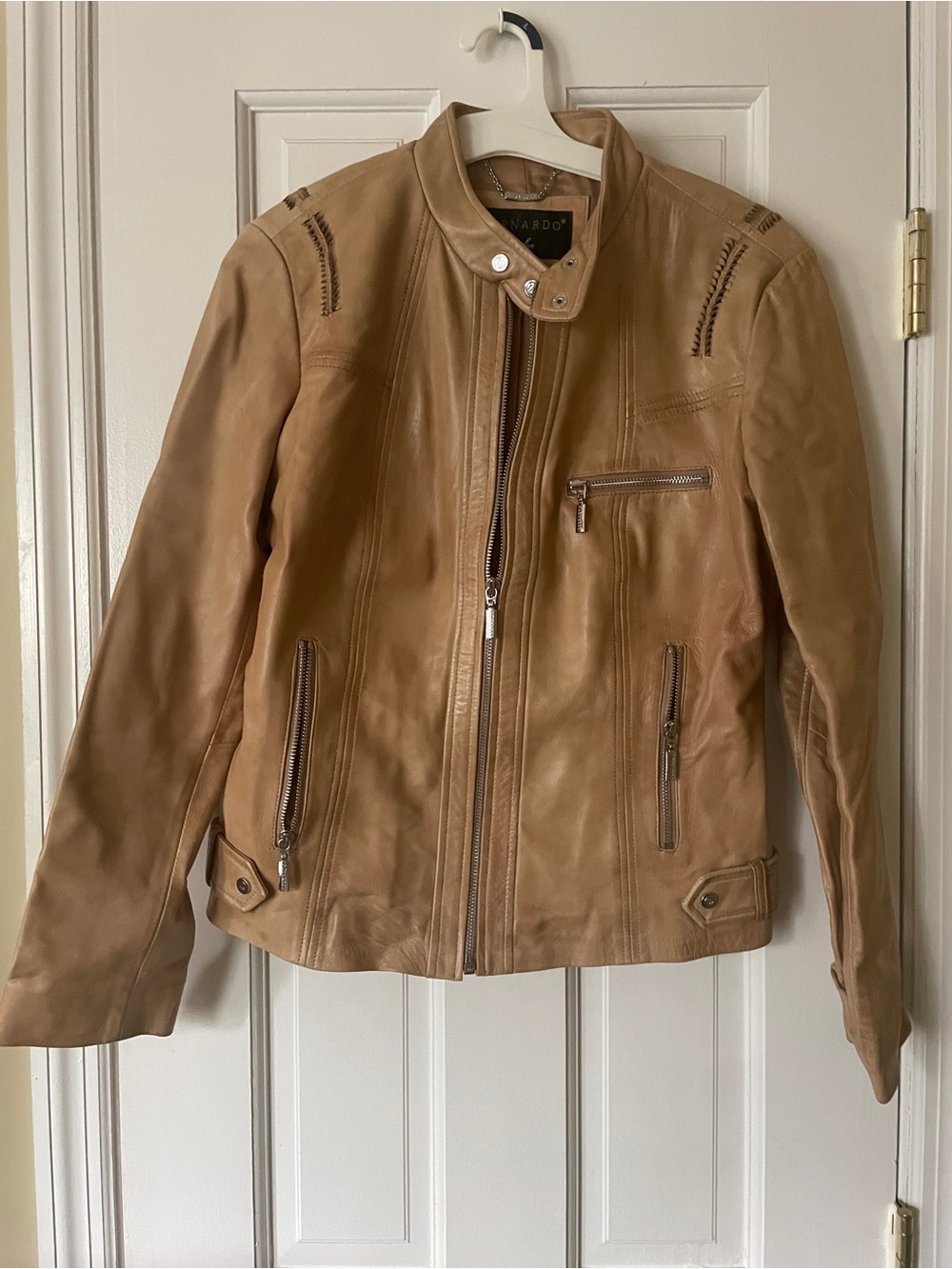 Bernardo Cognac Leather Moto Jacket